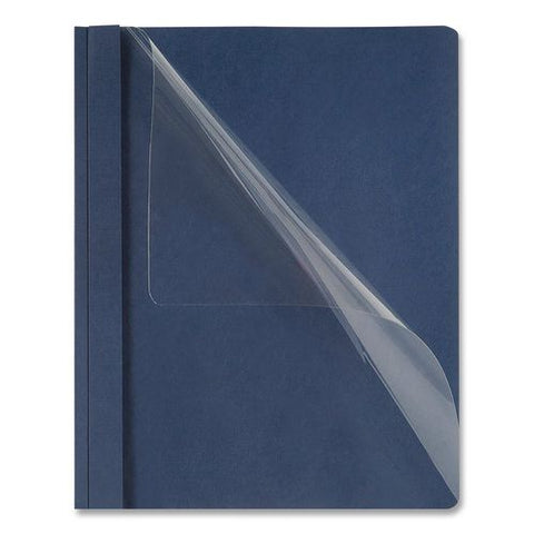 Clear Front Standard Grade Report Cover, Three-prong Fastener, 0.5" Capacity, 8.5 X 11,  Clear/dark Blue