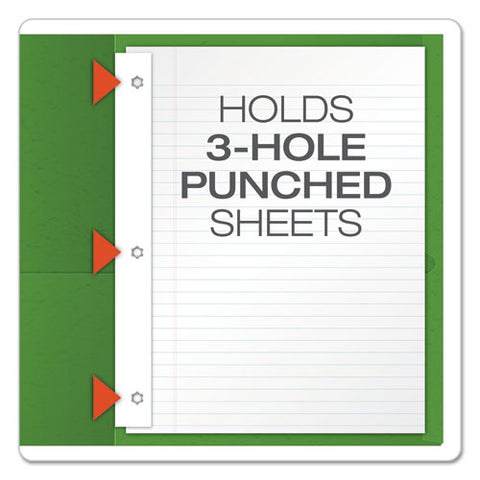 Twin-pocket Folders With 3 Fasteners, 0.5" Capacity, 11 X 8.5, Green, 25/box