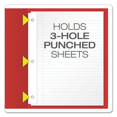 Twin-pocket Folders With 3 Fasteners, 0.5" Capacity, 11 X 8.5, Red, 25/box