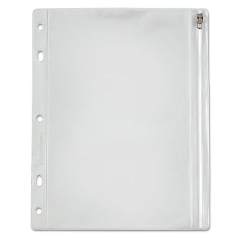 Zipper Binder Pocket, 2- To 5-hole Punched, 8" X 10.5", Clear