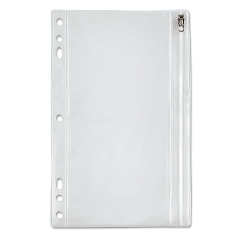 Zipper Binder Pocket, 2- To 5-hole Punched, 6" X 9.5", Clear