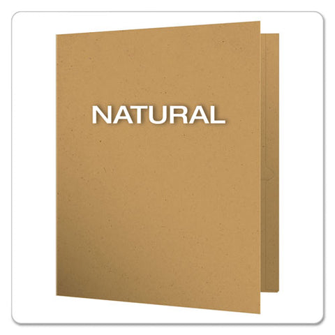 Earthwise By Oxford 100% Recycled Paper Twin-pocket Portfolio, 100-sheet Capacity, 11 X 8.5, Natural, 25/box