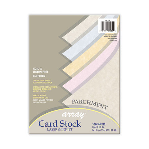 Array Card Stock, 65 Lb Cover Weight, 8.5 X 11, Assorted Parchment Colors, 100/pack