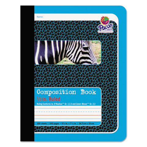 Composition Book, D'nealian 1-3, Zaner-bloser 2-3, Illustration Boxes/college Rule, Blue Cover, (100) 9.75 X 7.5 Sheets