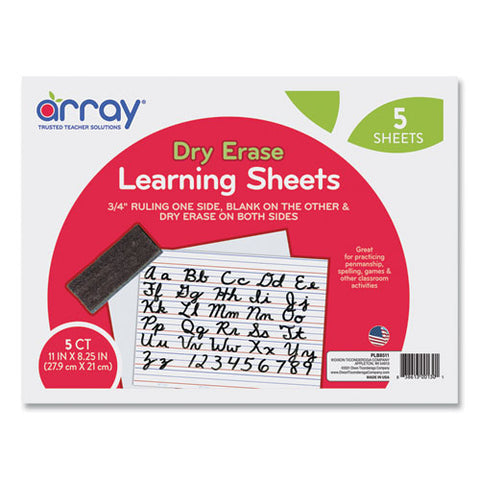 Gowrite! Dry Erase Learning Boards, 8.25" X 11", White Surface, 5/pack