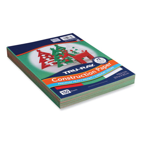 Tru-ray Construction Paper, 70 Lb Text Weight, 9 X 12, Assorted Holiday Colors, 150/pack