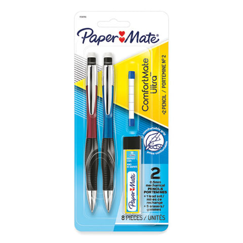 Comfortmate Ultra Pencil Starter Set, 0.5 Mm, Hb (#2), Black Lead, Assorted Barrel Colors, 2/pack