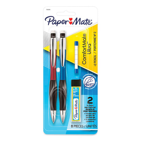 Comfortmate Ultra Pencil Starter Set, 0.7 Mm, Hb (#2), Black Lead, Assorted Barrel Colors, 2/pack