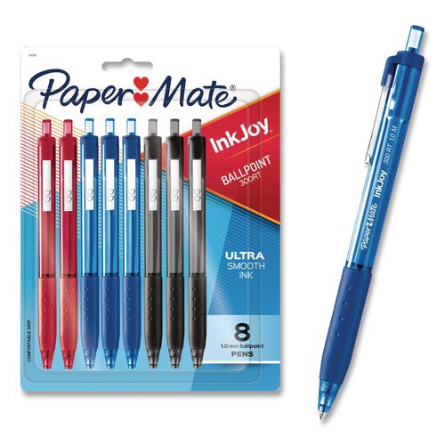 Inkjoy 300rt Ballpoint Pen, Retractable, Medium 1 Mm, Assorted Ink And Barrel Colors, 8/pack