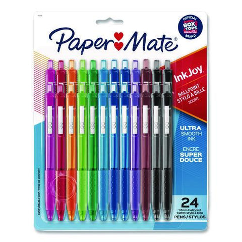 Inkjoy 300 Rt Ballpoint Pen, Retractable, Medium 1 Mm, Assorted Ink And Barrel Colors, 24/set