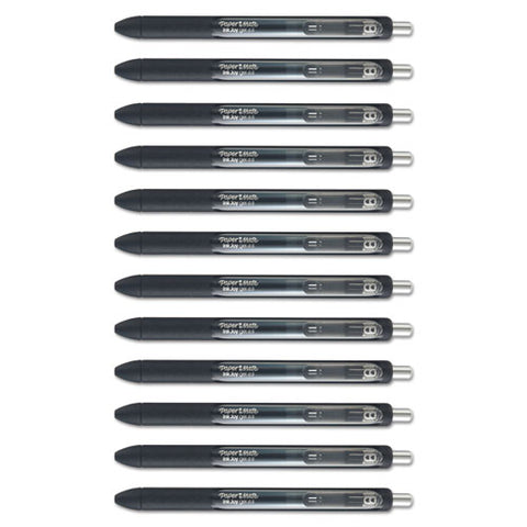 Inkjoy Gel Pen, Retractable, Fine 0.5 Mm, Black Ink, Black Barrel, Dozen