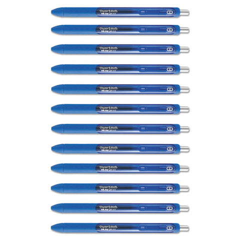 Inkjoy Gel Pen, Retractable, Fine 0.5 Mm, Blue Ink, Blue Barrel, Dozen