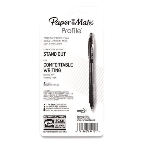 Profile Ballpoint Pen, Retractable, Bold 1.4 Mm, Blue Ink, Translucent Blue Barrel, 4/pack