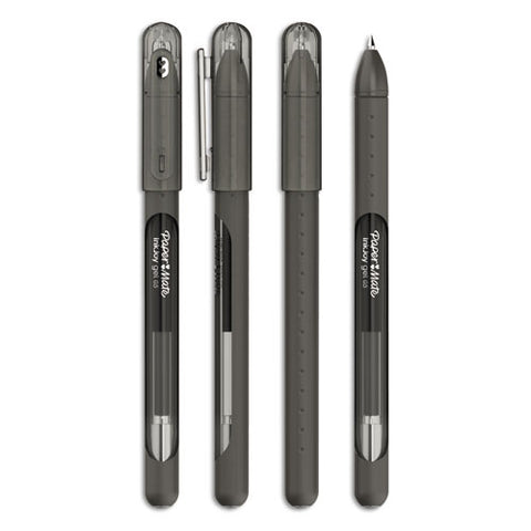 Inkjoy Gel Pen, Stick, Medium 0.7 Mm, Black Ink, Smoke Barrel, Dozen