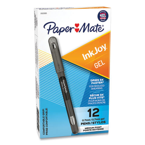 Inkjoy Gel Pen, Stick, Medium 0.7 Mm, Black Ink, Smoke Barrel, Dozen