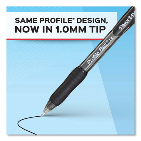 Profile Ballpoint Pen, Retractable, Medium 1 Mm, Blue Ink, Translucent Blue Barrel, Dozen