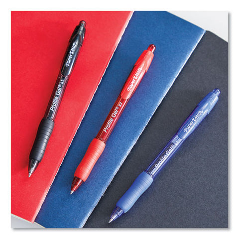 Profile Gel Pen, Retractable, Medium 0.7 Mm, Red Ink, Translucent Red Barrel, Dozen