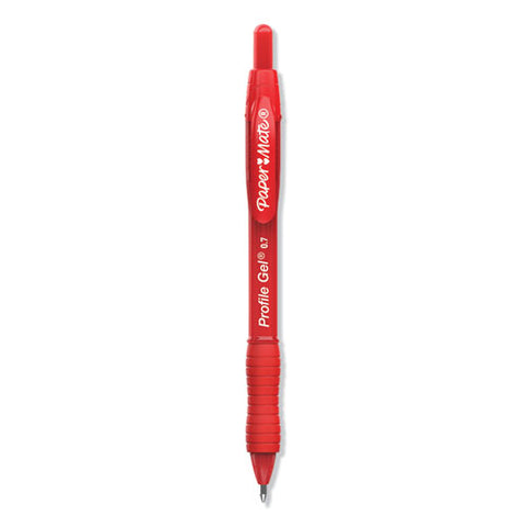 Profile Gel Pen, Retractable, Medium 0.7 Mm, Red Ink, Translucent Red Barrel, Dozen