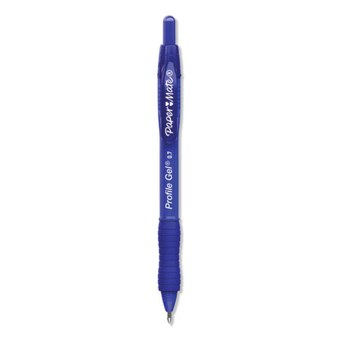 Profile Gel Pen, Retractable, Medium 0.7 Mm, Blue Ink, Translucent Blue Barrel, Dozen