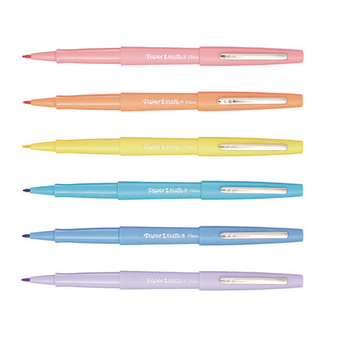 Flair Felt Tip Porous Point Pen, Stick, Medium 0.7 Mm, Assorted Ink And Barrel Colors With Retro Accents, 6/pack