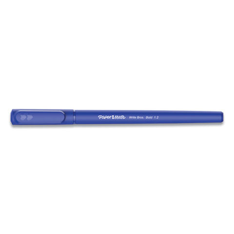 Write Bros. Ballpoint Pen, Stick, Bold 1.2 Mm, Blue Ink, Blue Barrel, Dozen