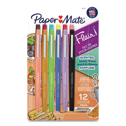 Flair Scented Felt Tip Porous Point Pen, Stick, Medium 0.7 Mm, Assorted Ink And Barrel Colors, 12/pack