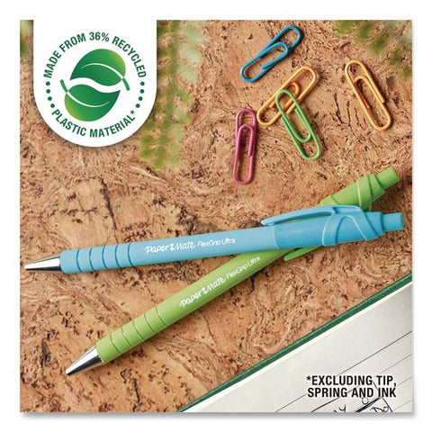 Flexgrip Ultra Recycled Ballpoint Pen, Retractable, Medium 1 Mm, Black Ink, Assorted Barrel Colors, 4/pack