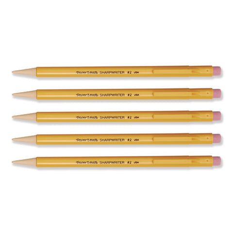 Sharpwriter Mechanical Pencil, 0.7 Mm, Hb (#2), Black Lead, Classic Yellow Barrel, 5/pack