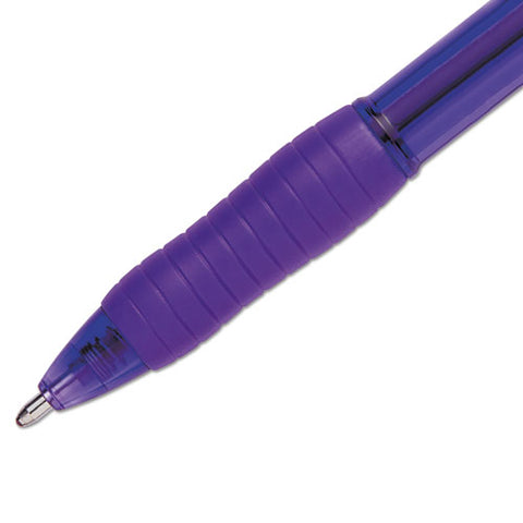 Profile Ballpoint Pen, Retractable, Bold 1.4 Mm, Purple Ink, Translucent Purple Barrel, Dozen