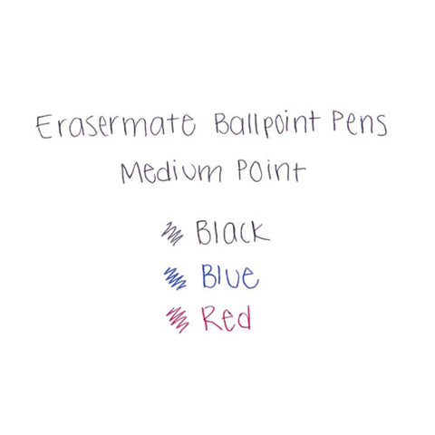 Eraser Mate Ballpoint Pen, Stick, Medium 1 Mm, Red Ink, Red Barrel, Dozen