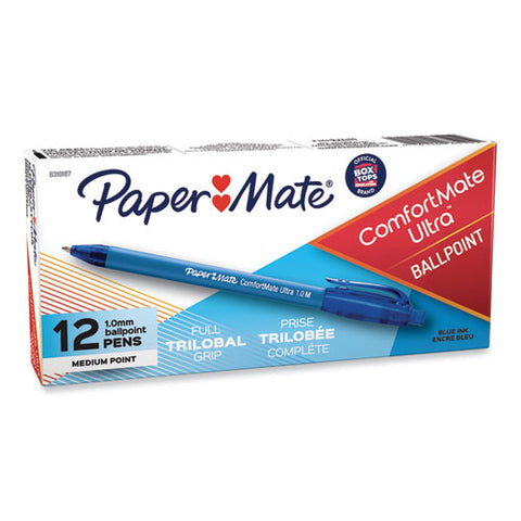 Comfortmate Ultra Ballpoint Pen, Retractable, Medium 1 Mm, Blue Ink, Blue Barrel, Dozen