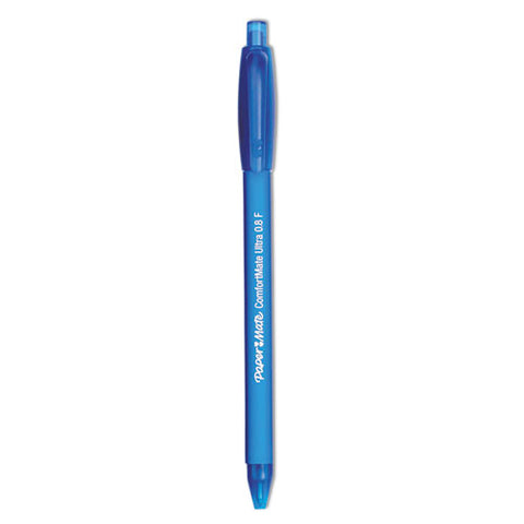 Comfortmate Ultra Ballpoint Pen, Retractable, Fine 0.8 Mm, Blue Ink, Blue Barrel, Dozen