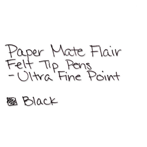 Flair Felt Tip Porous Point Pen, Stick, Extra-fine 0.4 Mm, Black Ink, Gray/black Barrel, Dozen