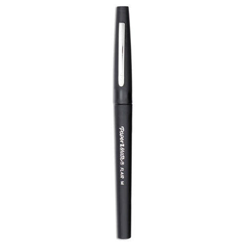 Point Guard Flair Felt Tip Porous Point Pen, Stick, Medium 0.7 Mm, Black Ink, Black Barrel, Dozen