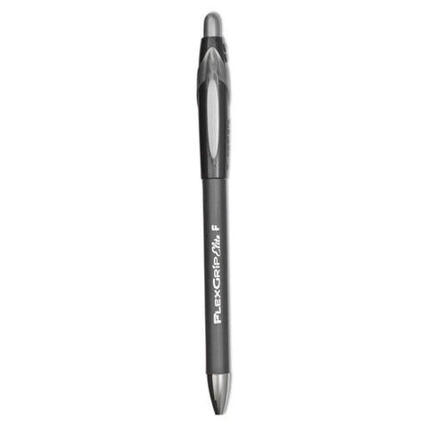 Flexgrip Elite Ballpoint Pen, Retractable, Fine 0.8 Mm, Black Ink, Black Barrel, Dozen