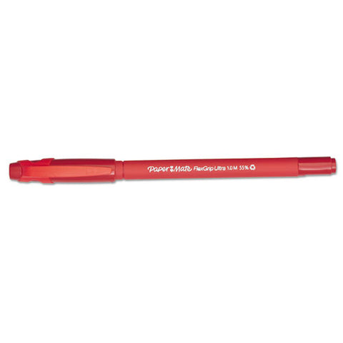 Flexgrip Ultra Recycled Ballpoint Pen, Stick, Medium 1 Mm, Red Ink, Red Barrel, Dozen