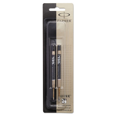 Refill For Parker Retractable Gel Ink Roller Ball Pens, Medium Conical Tip, Black Ink, 2/pack