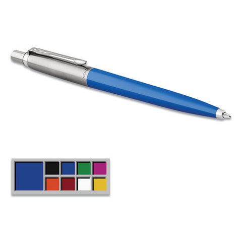 Jotter Ballpoint Pen, Retractable, Medium 0.7 Mm, Blue Ink, Royal Blue/chrome Barrel