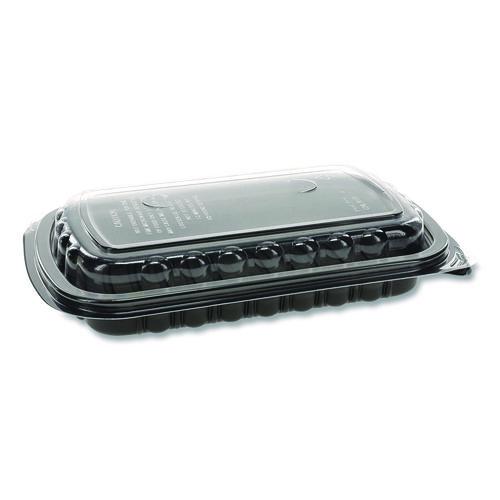 Mealmaster Rib Container, 10 X 7.1 X 2.1, Black/clear, 90/carton