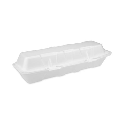 Foam Hinged Lid Containers, Dual Tab Lock Hoagie, 13 X 4 X 4, White, 250/carton