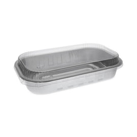 Aluminum Carry-out Container With Ops Tamper-evident Dome Lid, 72 Oz, 12.25 X 7.5 X 3.13, Silver, Aluminum, 125/carton