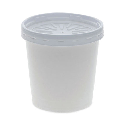 Paper Round Food Container And Lid Combo, 16 Oz, 3.75" Diameter X 3.88h", White, 250/carton