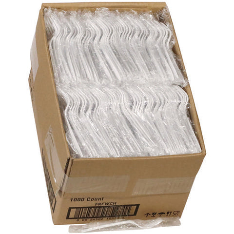 Fieldware Cutlery, Individually Wrapped, Fork, White, 1,000/carton