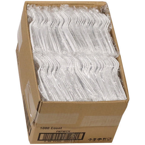 Fieldware Cutlery, Individually Wrapped, Fork, White, 1,000/carton