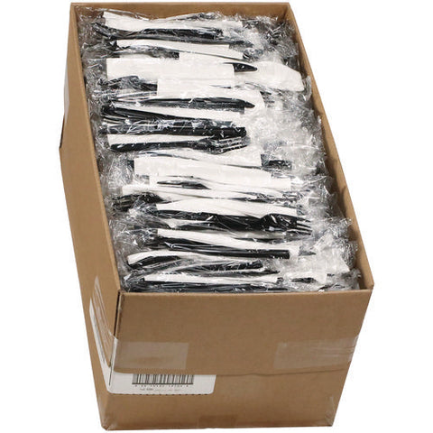 Gardenware Cutlery, Individually Wrapped, Fork, Knife, Napkin, Black, 500/carton