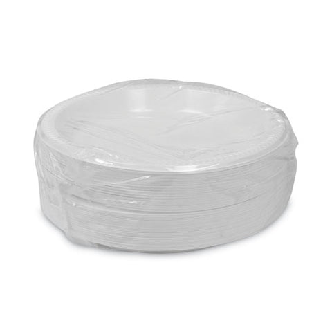 Meadoware Impact Plastic Dinnerware, Plate, 10.25" Dia, White, 500/carton