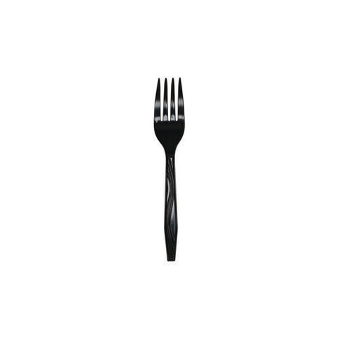 Meadoware Cutlery, Individually Wrapped, Fork, Black, 1,000/carton