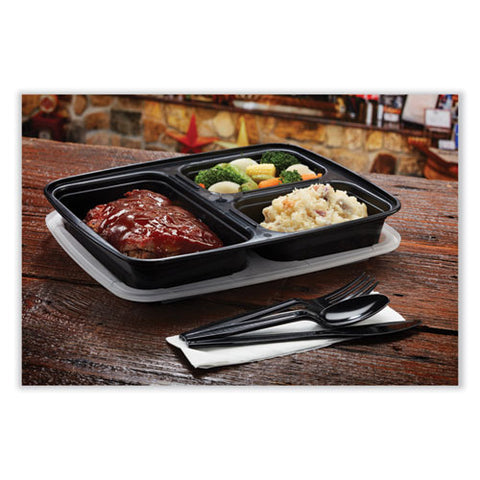 Newspring Delitainer Microwavable Container, 32 Oz, 7.5 X 9.87 X 1.75, Black/clear, Plastic, 150/carton