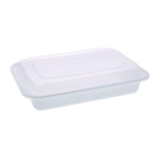 Newspring Versatainer Microwavable Containers, 8.8 X 6 X 2, White/clear, Base/lid Combo, 150/carton