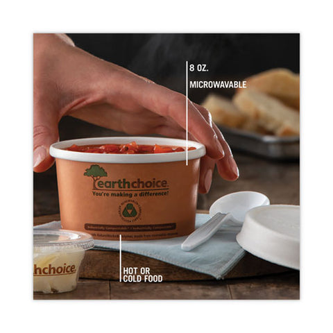 Earthchoice Compostable Soup Cup, Small, 8 Oz, 3 X 3 X 3, Brown, Paper, 500/carton